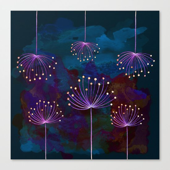 luminous dandelions on petrol blue Canvas Print