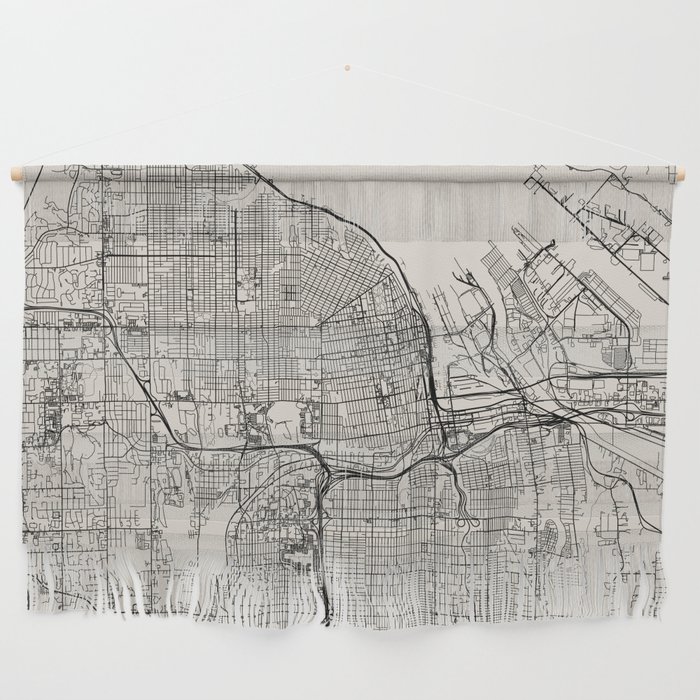 Tacoma, USA - City Map in Black and White - Aesthetic Wall Hanging