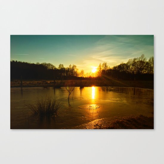 Winterlandscape with sunset Canvas Print