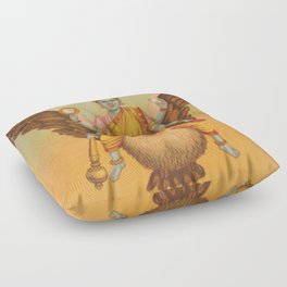 Sarasvati Godness On a Brown Spiritual Bird Floor Pillow