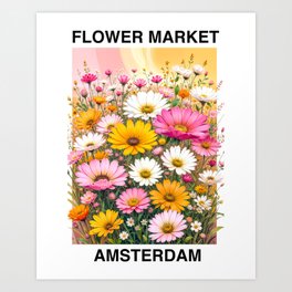 Flower market Amsterdam Art Print