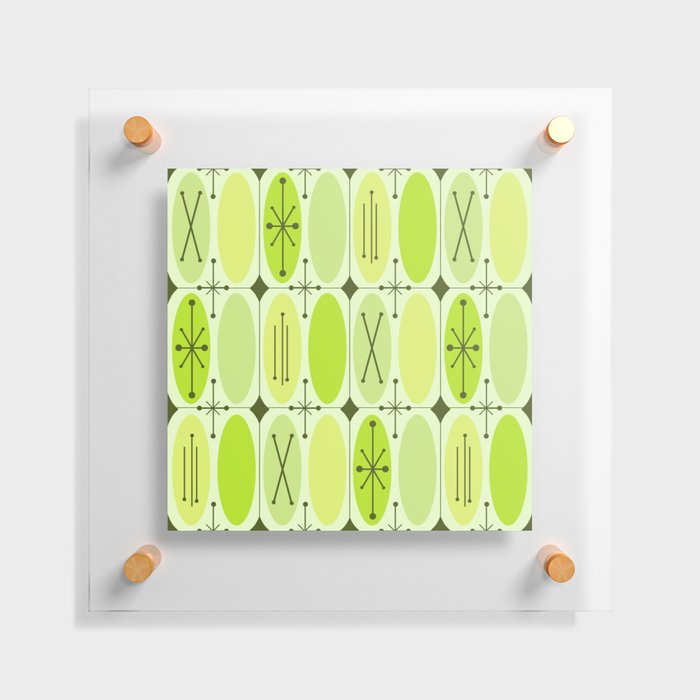 Atomic Era Ovals In Rows Chartreuse Floating Acrylic Print
