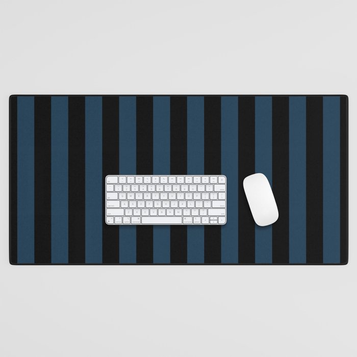 Gothic Stripes - Black & Blue Desk Mat
