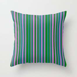 [ Thumbnail: Green, Orchid, and Teal Colored Lines Pattern Throw Pillow ]