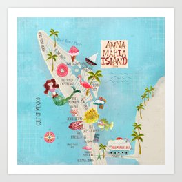 Anna Maria Island Map Art Print