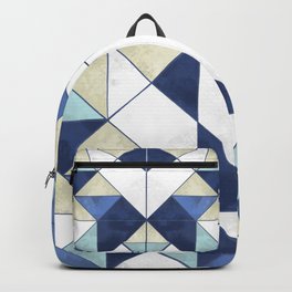 Abstraction of a blue bird Backpack | Blue, Teal, Triangle, Pattern, Graphicdesign, White, Abstract, Bird, Animal, Airy 