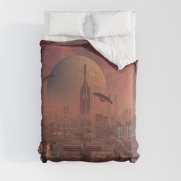 Futuristic City with Space Ships Comforter