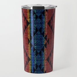Tribal Pattern on Rustic Coarse Weave Look Colorful Stripes Travel Mug