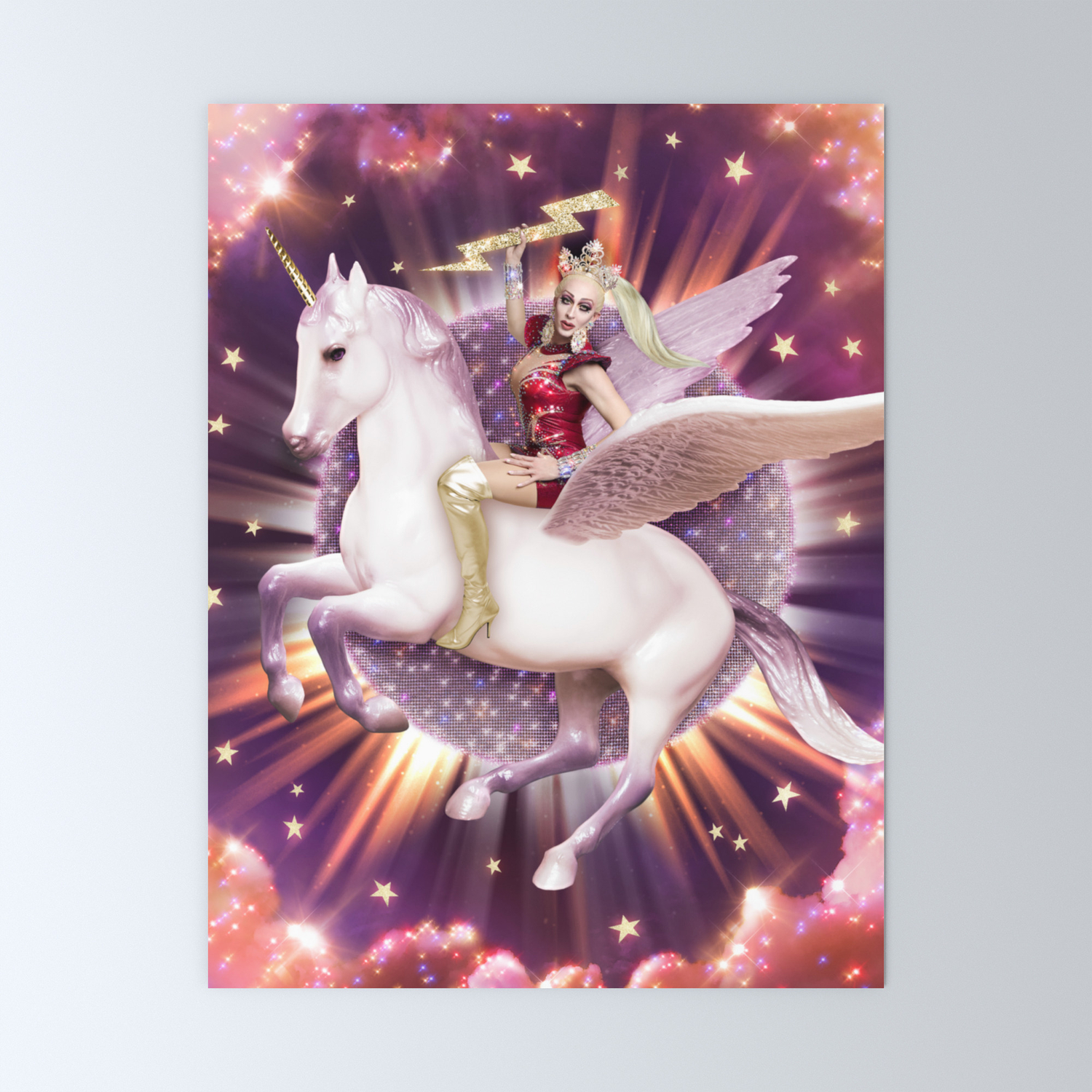 Andora Drag Queen Riding A Unicorn Mini Art Print By Studiokiet