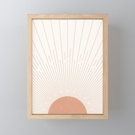 Sunburst Minimal Sun, Terracotta, Mid Century Abstract Art, Boho  Decor Framed Mini Art Print