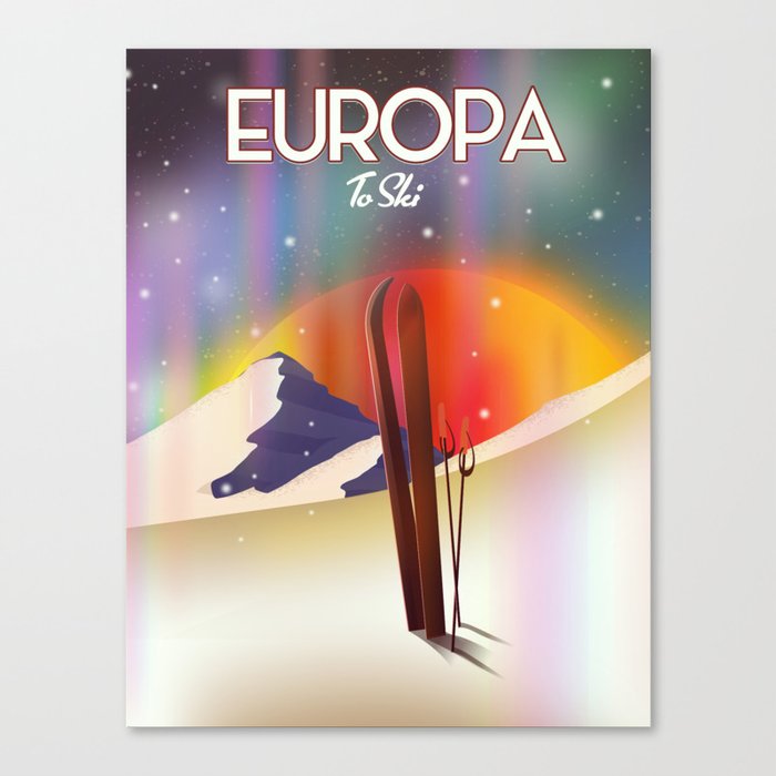 Europa To Ski Sci-fi travel poster Canvas Print