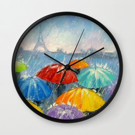 Bright rain in Paris Wall Clock