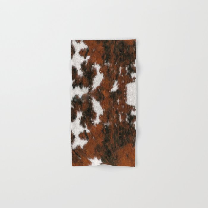 Rustic Carpet of Cowhide Fur Made with Paint Brushstrokes Hand & Bath Towel