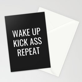 Wake up kick ass repeat Stationery Card