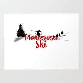 Ski at Monterosa Ski Art Print | Skiers, Graphicdesign, Skier, Skiing, Skiholiday, Aostavalleyski, Monterosaski, Monterosaskiskiing, Winter, Snow 