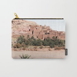 Aït Ben Haddou Landscape In Morocco Photo | Medieval Hill City With Palmtree View Art Print | Africa Travel Photography Carry-All Pouch