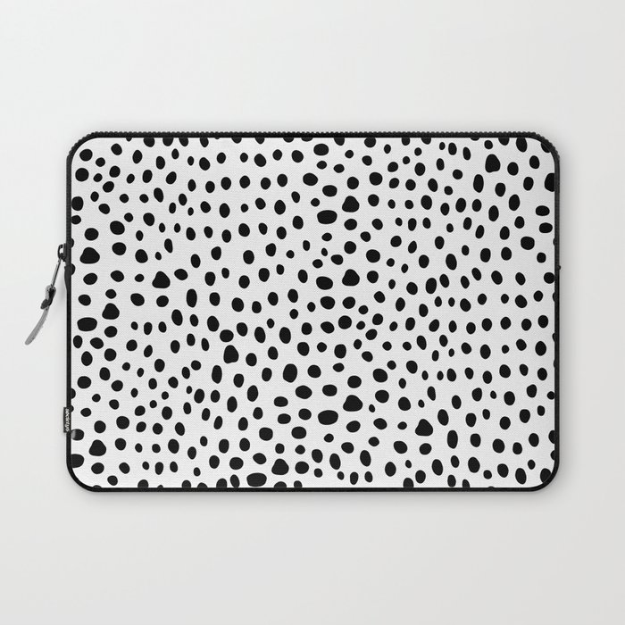 Modern Black and White Hand Drawn Polka Dots Laptop Sleeve