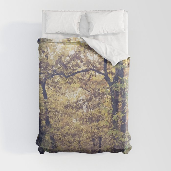 Autumn trail in the woods Duvet Cover