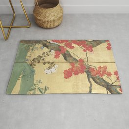 Maple Tree Japanese Edo Period Six-Panel Gold Leaf Screen Rug