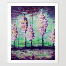Neon Lollytrees - Whimsical acrylic painting Art Print