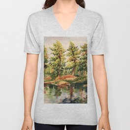 Reflection of Trees in to the sea V Neck T Shirt