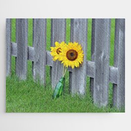 Pair of Sunflowers in Vase Jigsaw Puzzle