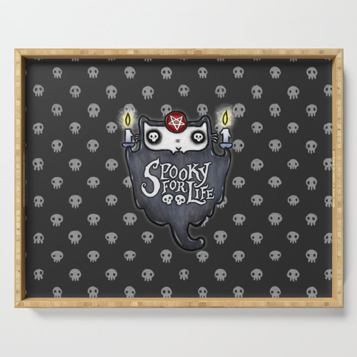 Spooky for Life Cat Ghost Serving Tray