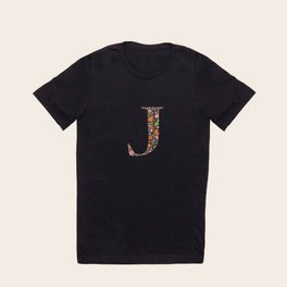 Retro Floral Letter J T Shirt