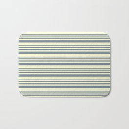 [ Thumbnail: Light Slate Gray & Light Yellow Colored Lined Pattern Bath Mat ]