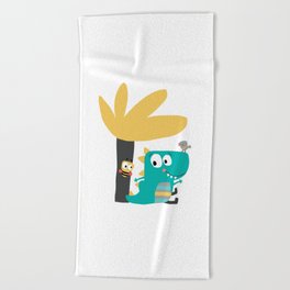 Talk dino with your friends  Beach Towel