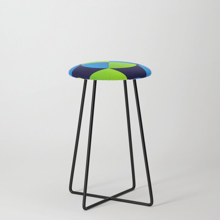 Green & Blue Color Arab Square Pattern Counter Stool