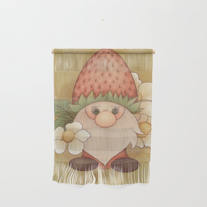 Woodland Gnome With Strawberry Hat Wall Hanging