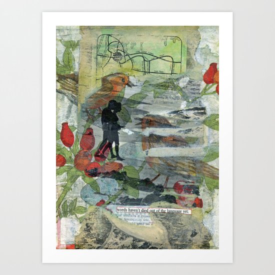 Birds on a Beach with Lovers, Eggs, and Flowers Art Print
