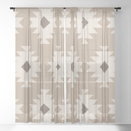 Southwestern Pattern 525 Beige Sheer Curtain