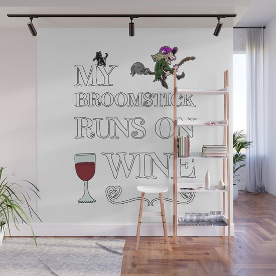Halloween Costume Decoration Wine Lover Witch Witches Broom Wall