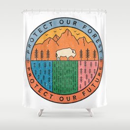 Protect Our Forest National Parks Climate Change Global Warming Vintage Retro Shower Curtain
