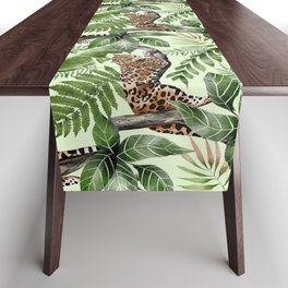 Rain Forest Leopards Leaves Pattern Table Runner