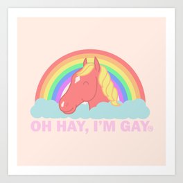 Oh Hay Im Gay - Vintage Punny LGBTQ+ Pride Horse Art Print