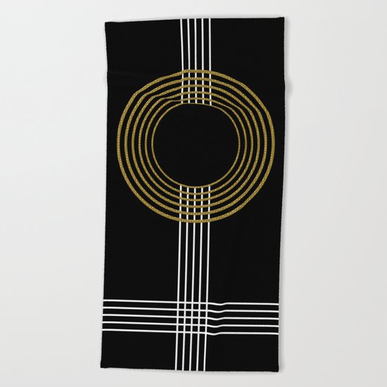 GUITAR IN ABSTRACT (geometric art deco) Beach Towel