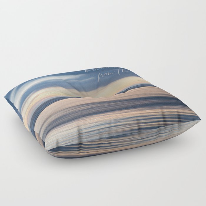 Colors from the Sea Abstract Pastel Seascape with Quote Floor Pillow