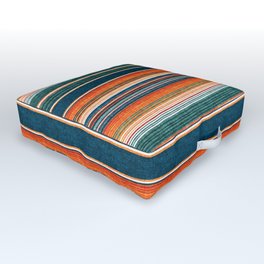 serape southwest stripe - orange & dark teal Outdoor Floor Cushion