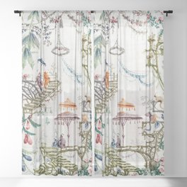 Enchanted Forest Chinoiserie Sheer Curtain