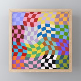 colorful wavy checkerboard Framed Mini Art Print