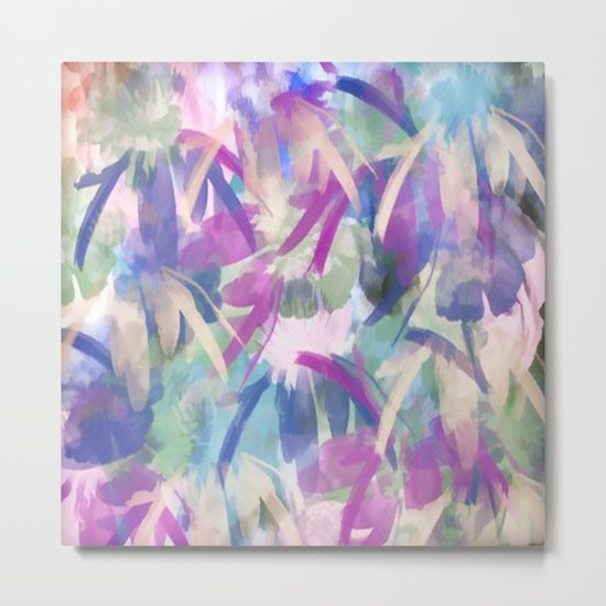 Pastel Floral Extravaganza Abstract Metal Print
