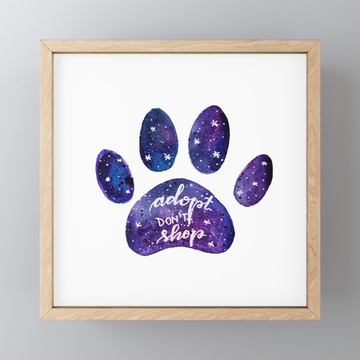 Adopt don't shop galaxy paw - purple Framed Mini Art Print