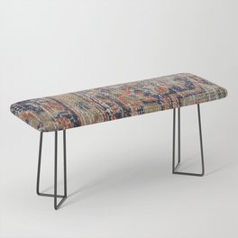 Vintage Woven Navy Blue and Tan Kilim  Bench