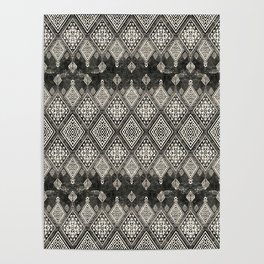 Black and White Handmade Moroccan Fabric Style Poster