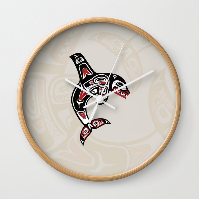 Pacific Northwest Native Orca Killer Whale Wall Clock