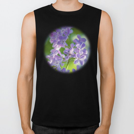 Purple Lilac Flowers Biker Tank