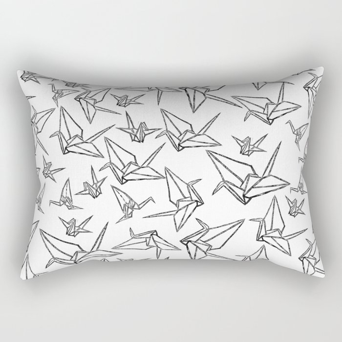 Origami Cranes Linocut Rectangular Pillow